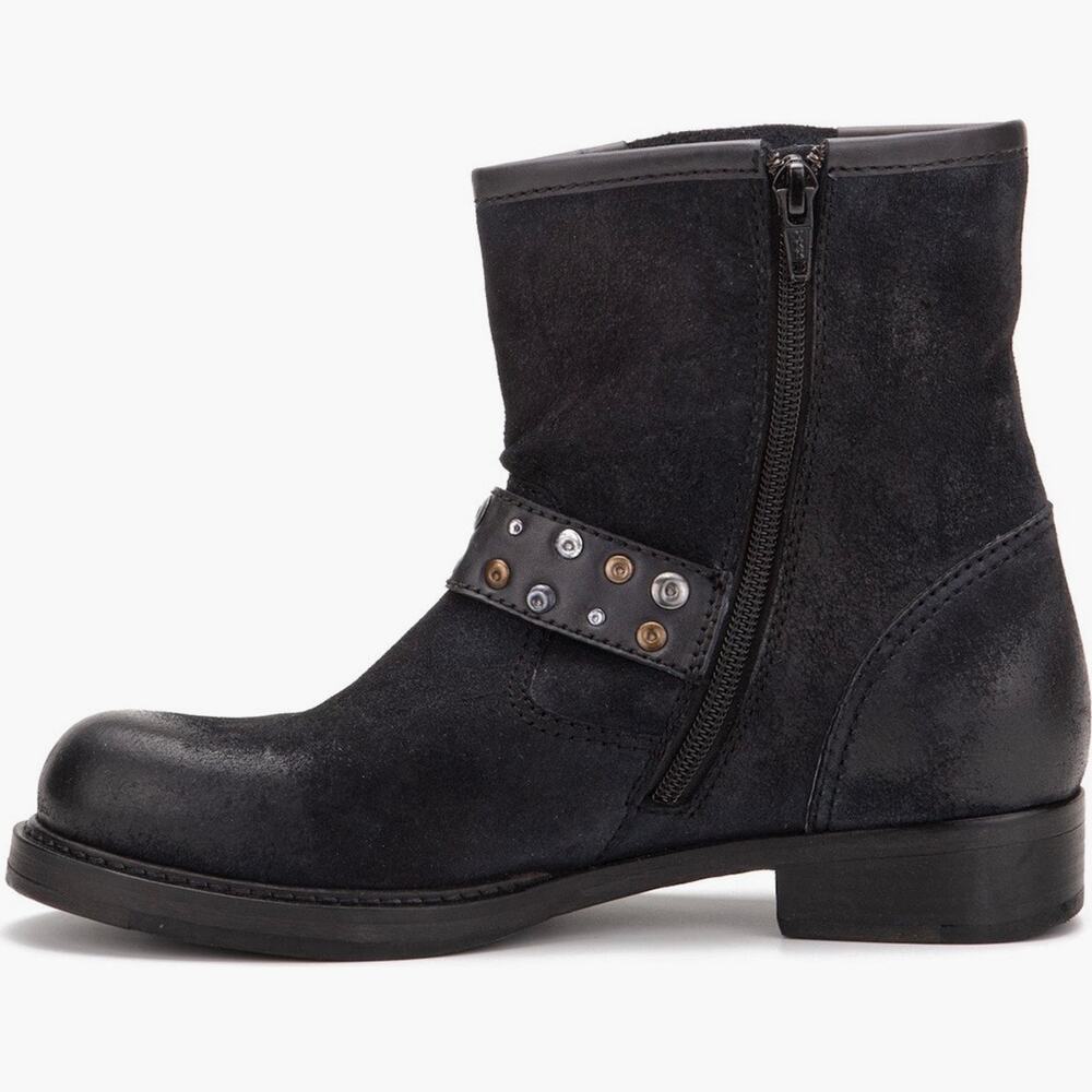 NIB Vintage Foundry Miriam 8 38.5 Black Suede Leather Moto Boots Booties - Picture 2 of 13